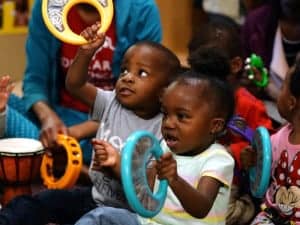 Educare Chicago students participating in musical activity