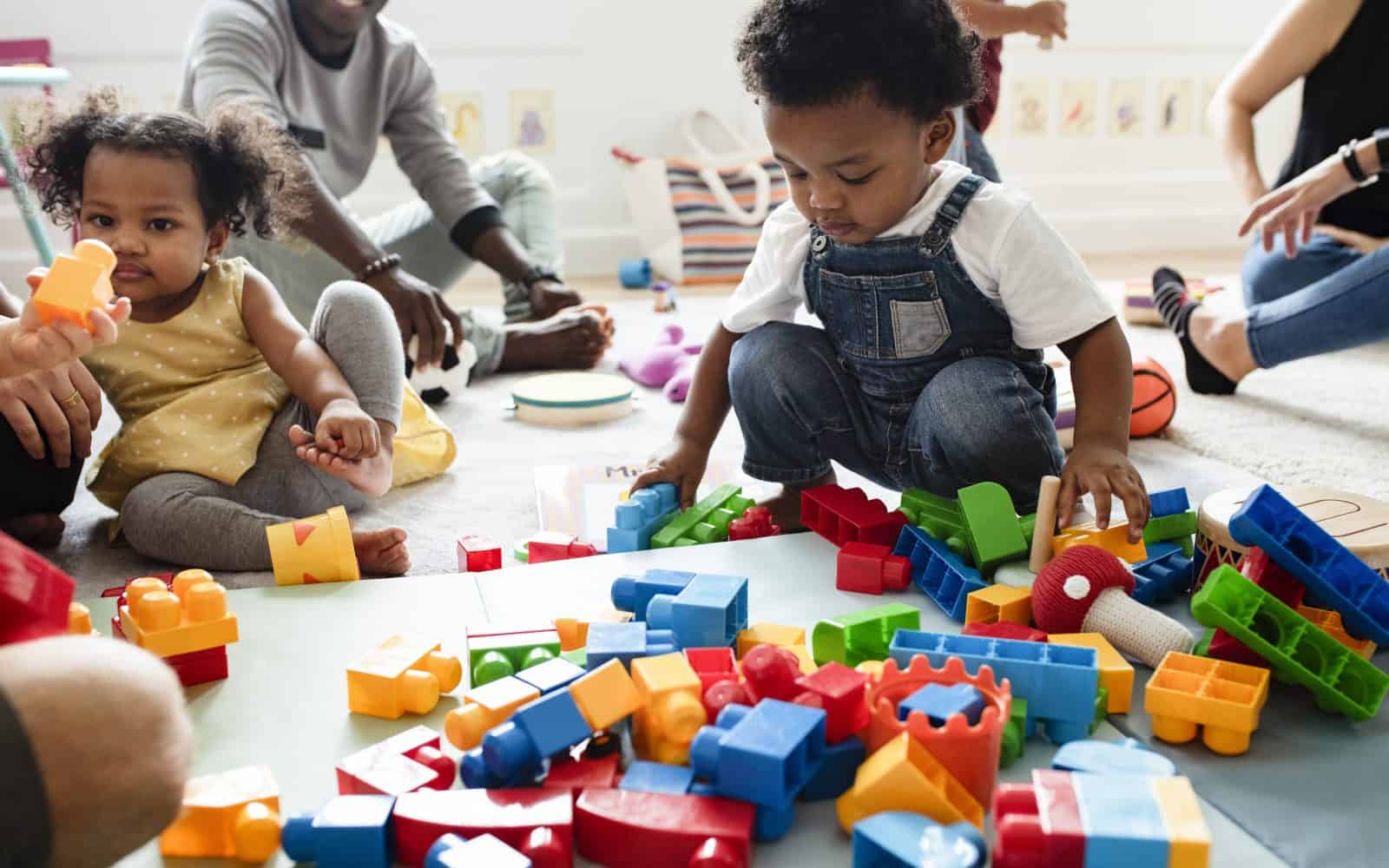 Diverse children enjoying playing with toys