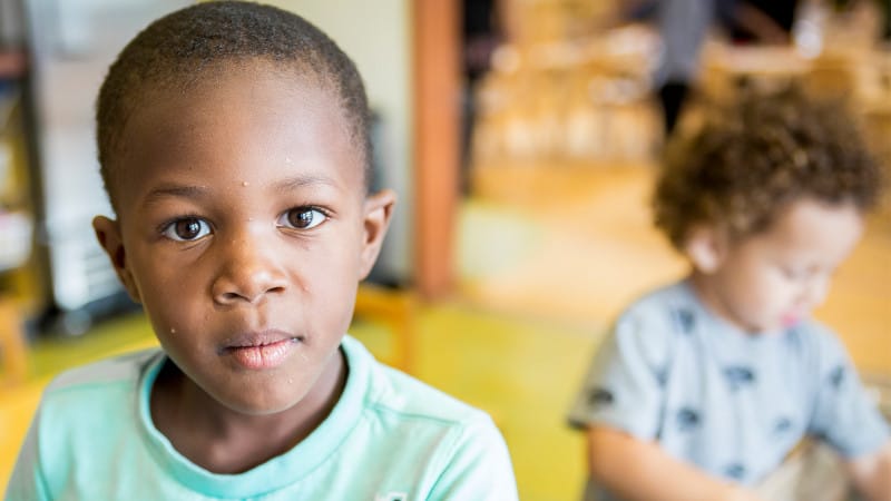 Close up of child in classroom