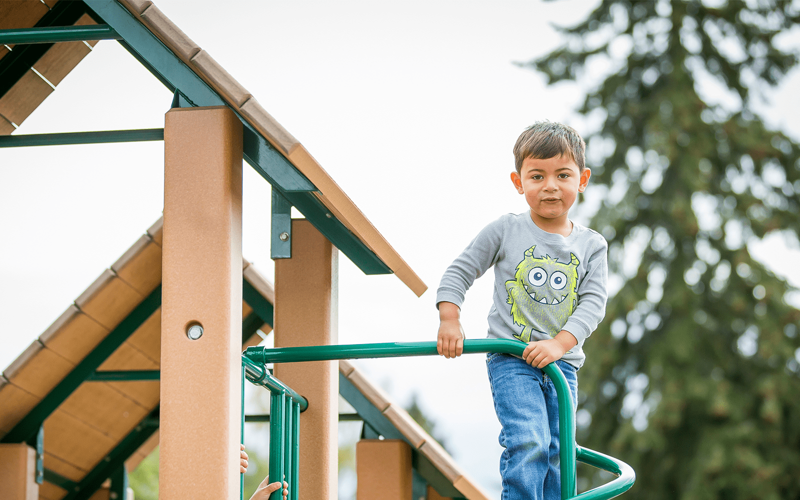 Little boy playing on playground