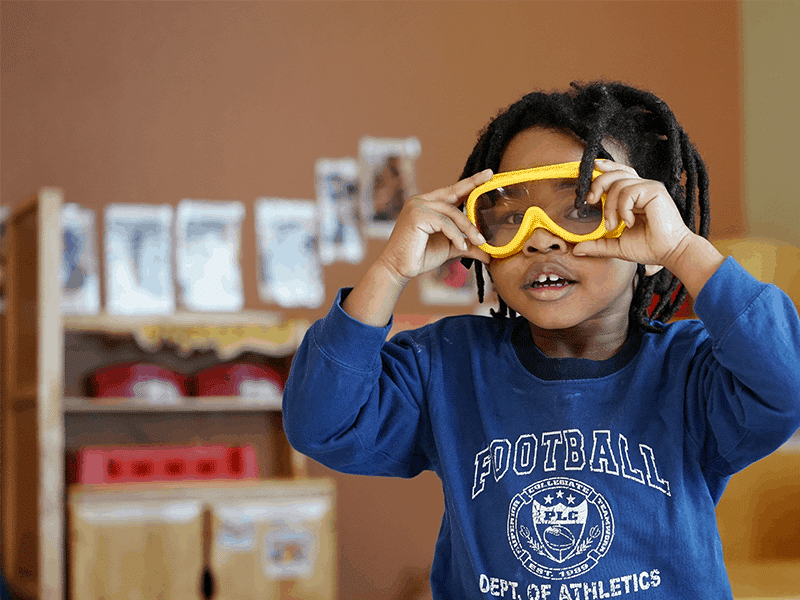 Little boy in goggles