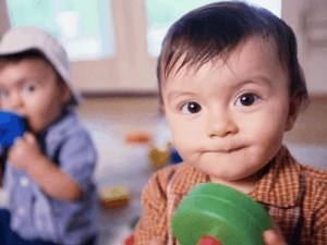 Toddlers playing with toys 