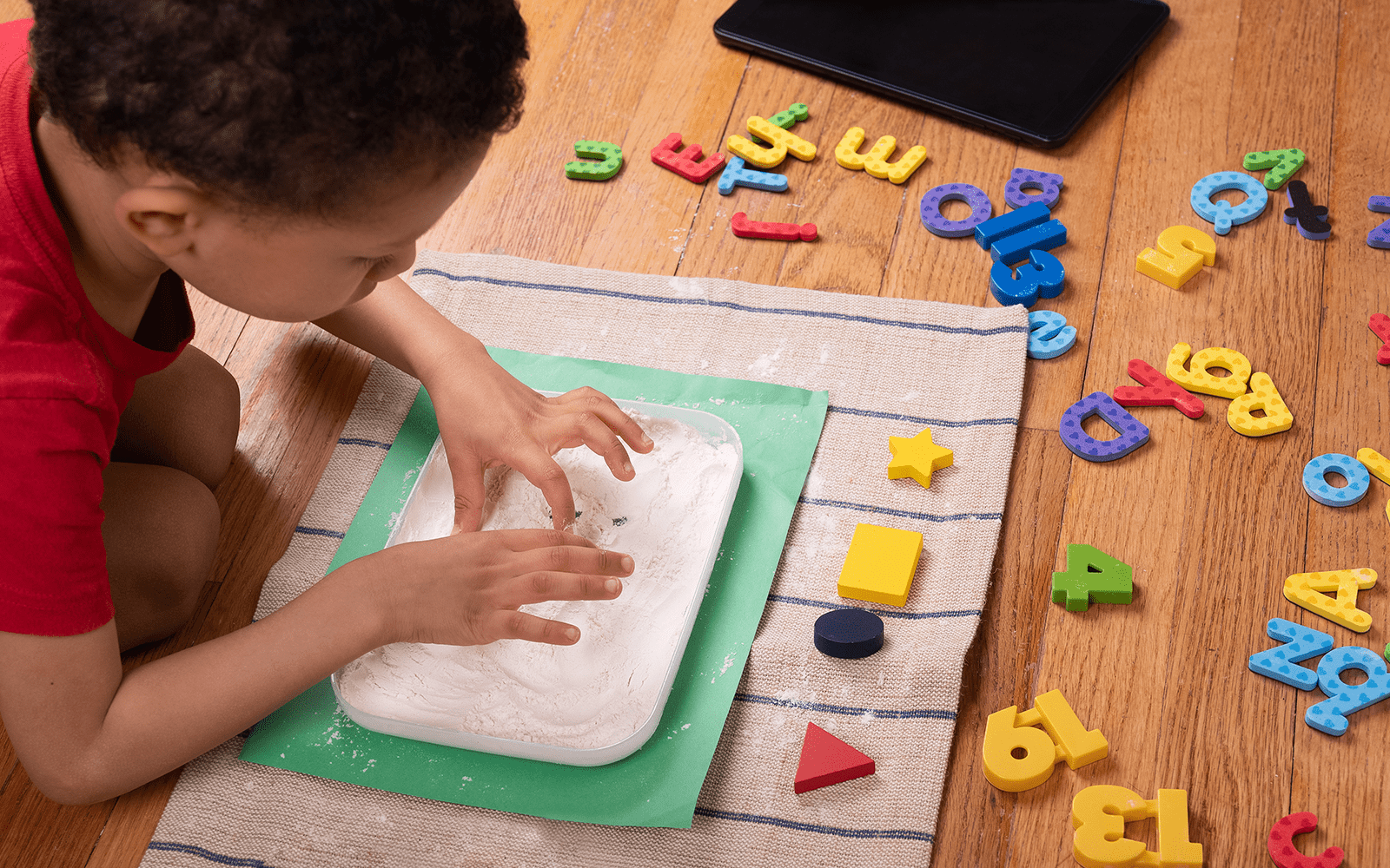 Close Up of Boy Playing with Play Dough