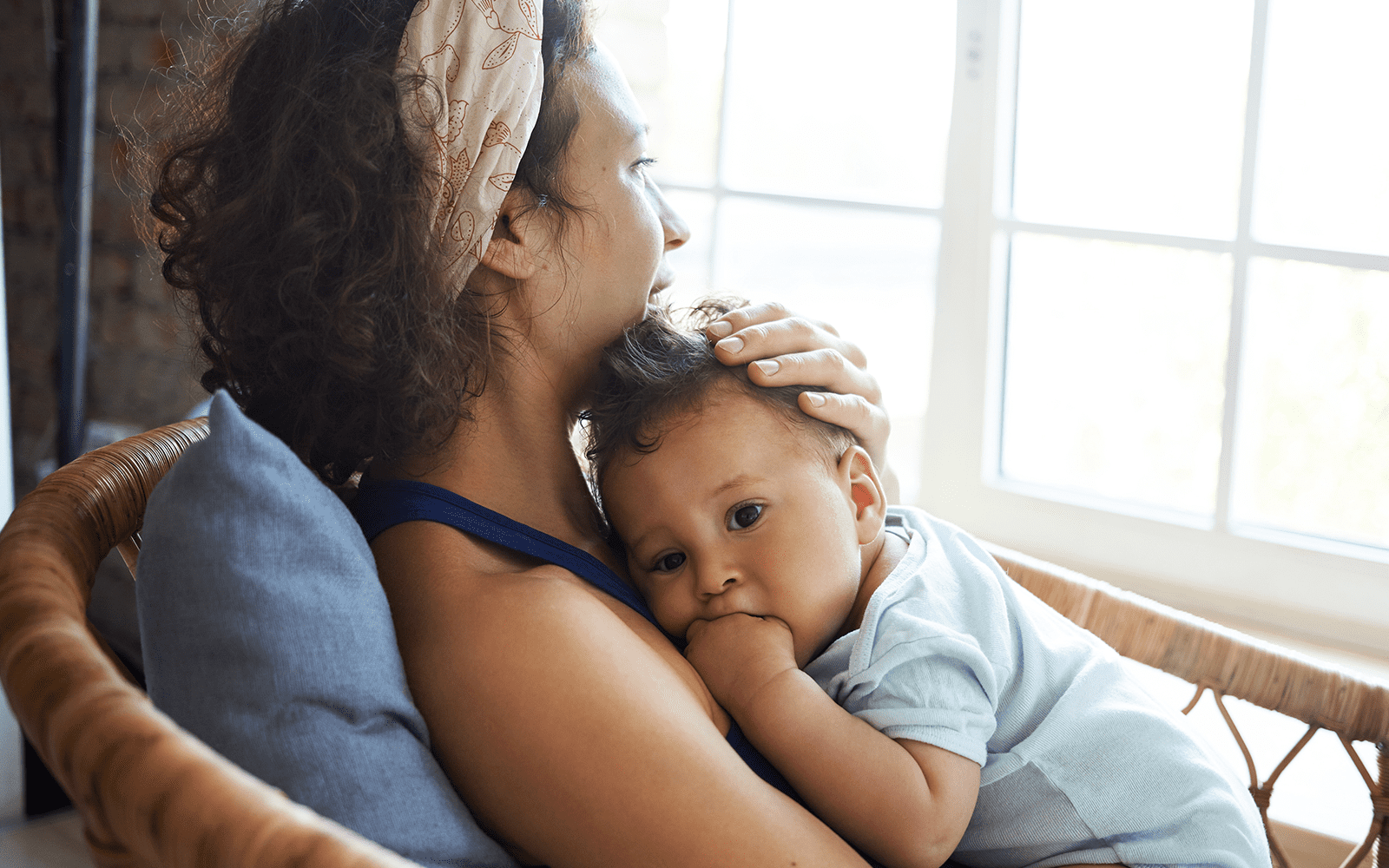 Mom holding baby