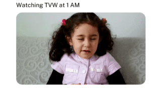 young girl squinting