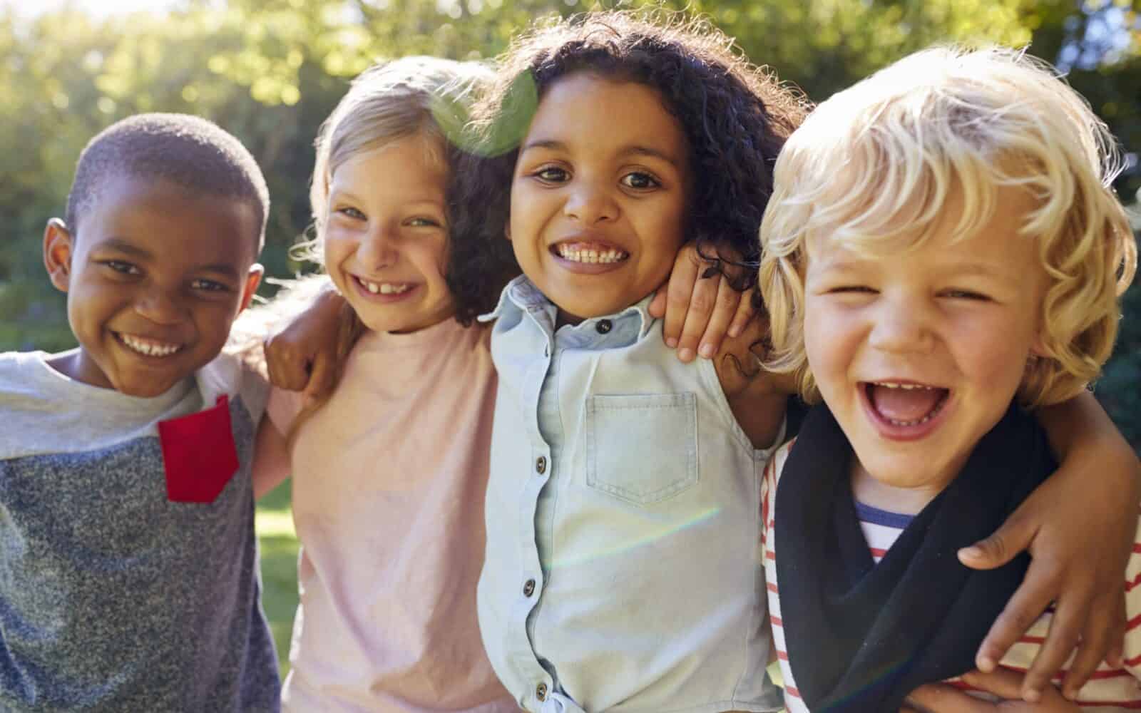 Children locking arms
