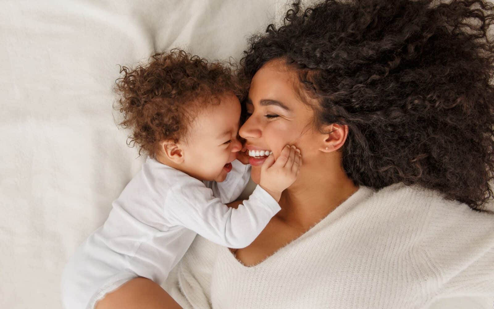 parent and child laughing