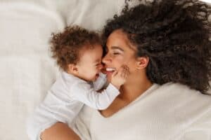 parent and child laughing