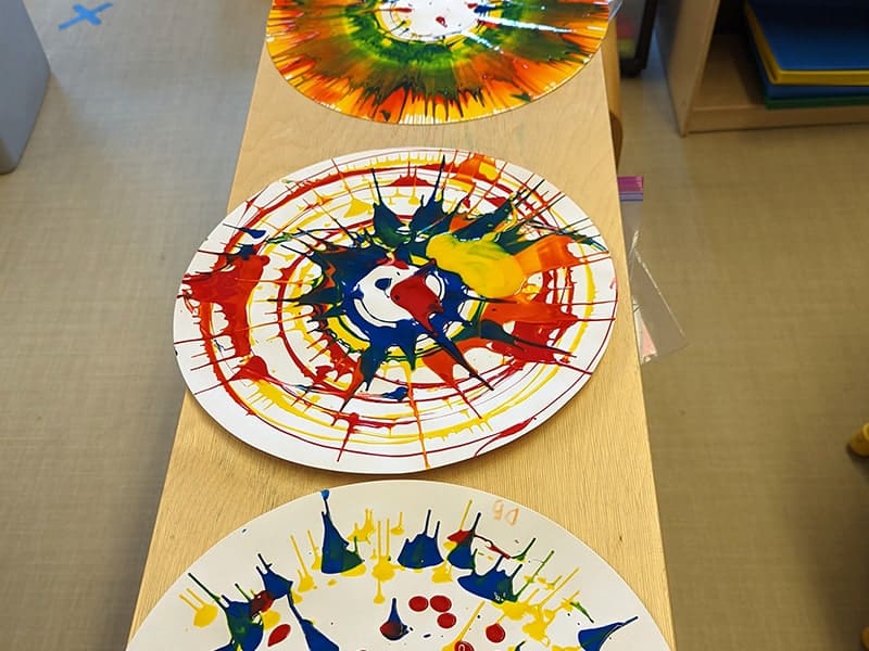 Paint swirl activity done at Educare Chicago