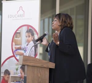 Portia Kennel at an Educare Speaking Engagement