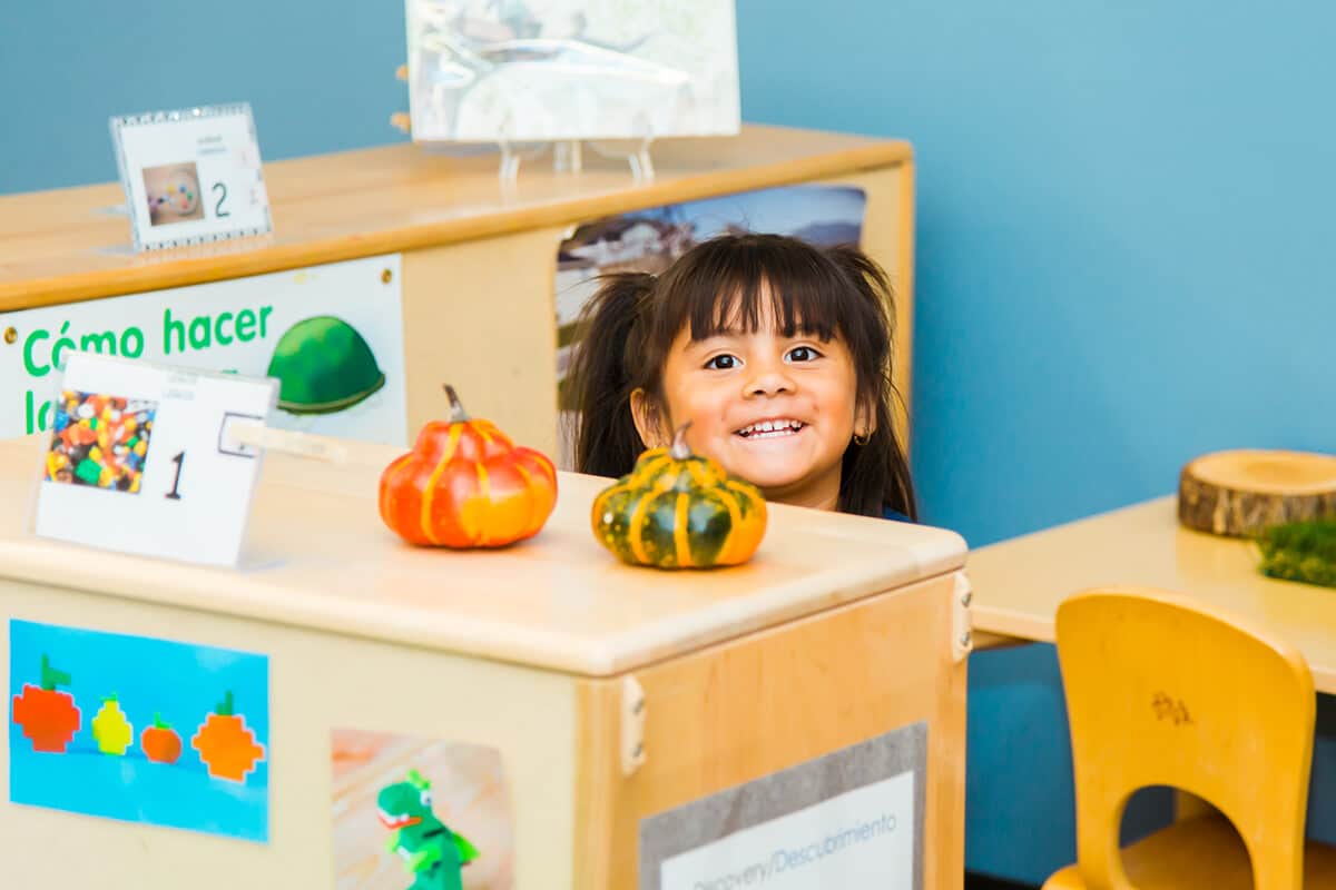 Child smiling in play area