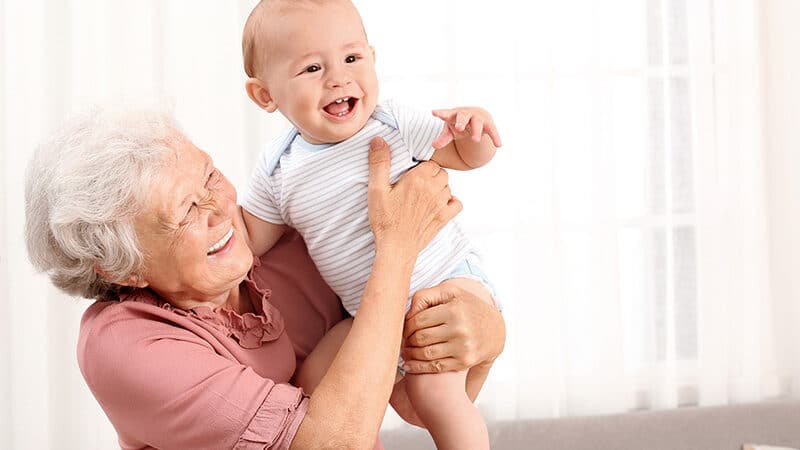 Grandma smiling at grandchild