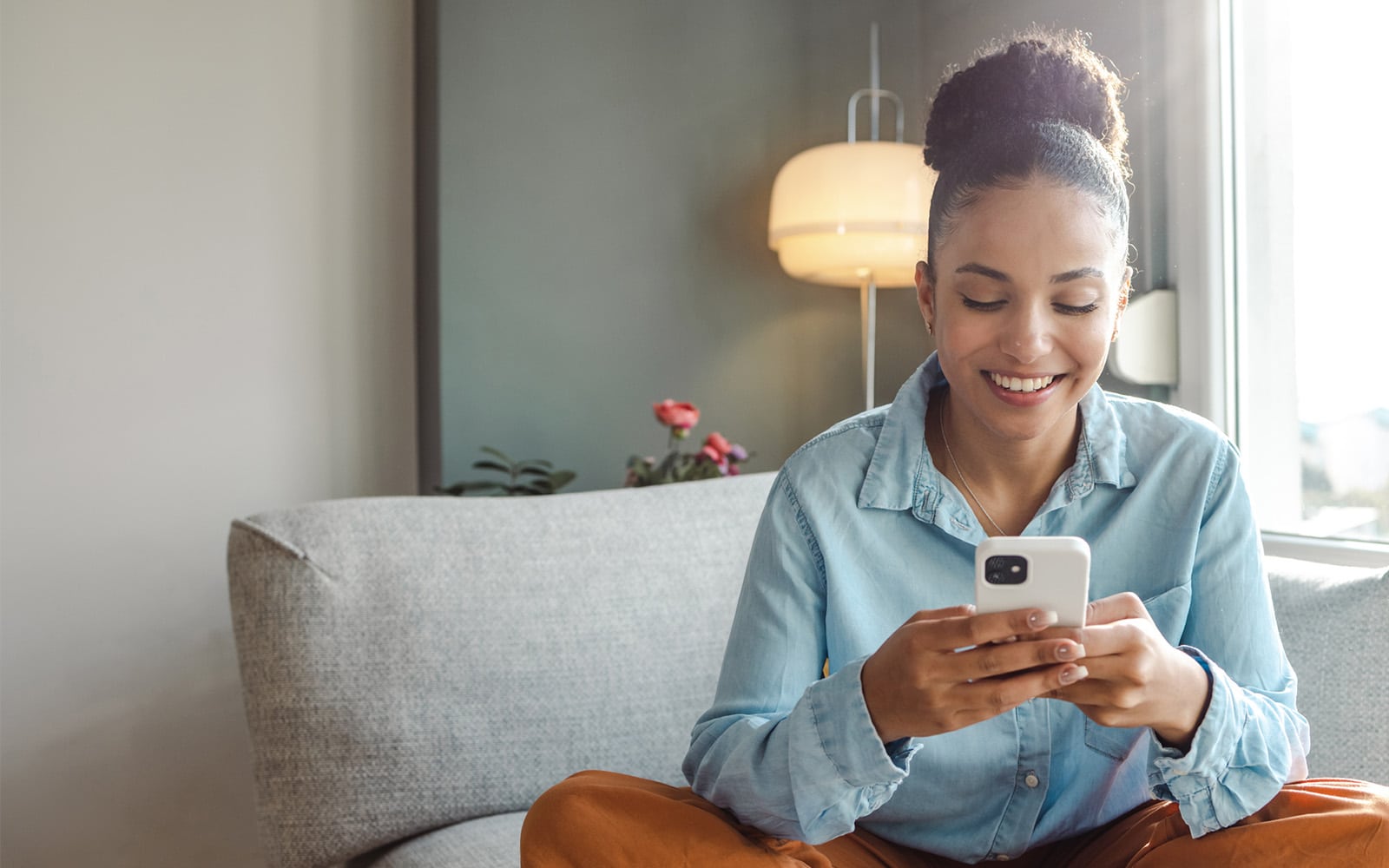 Women playing on her phone
