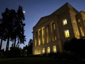 A beautiful Monday night outside the Senate John A. Cherberg building