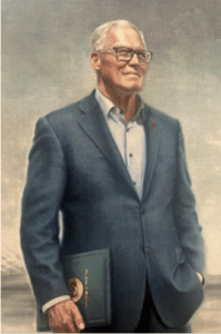 A photo of former Washington State Governor Inslee's (2013-2025) official portrait painting.