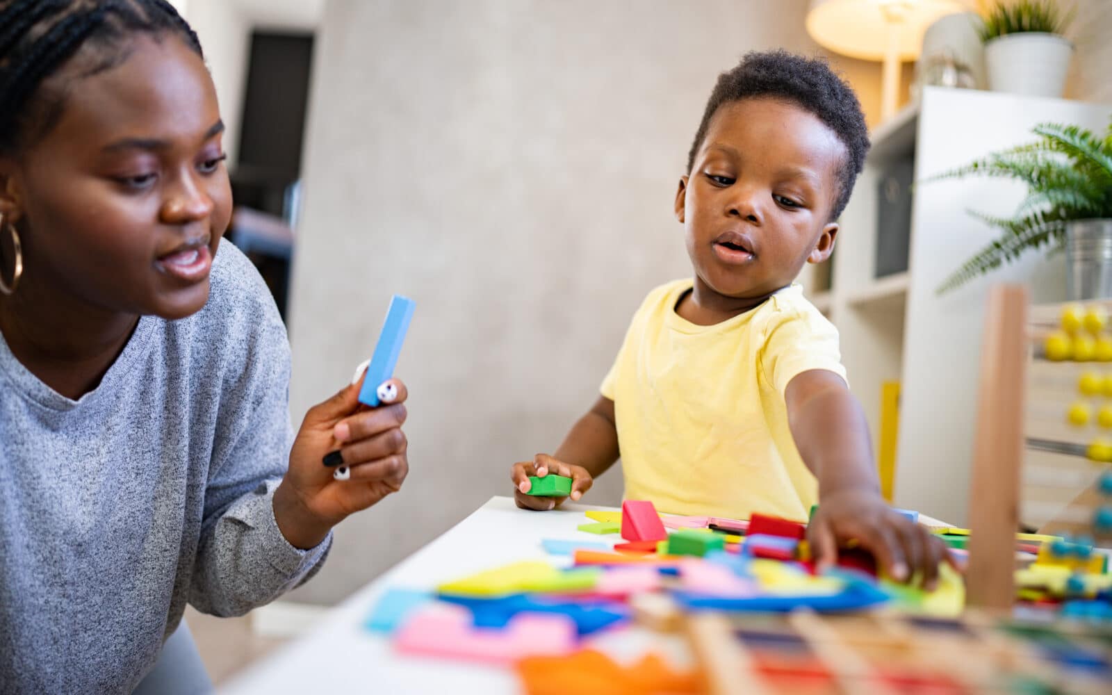 Child playing with blocks