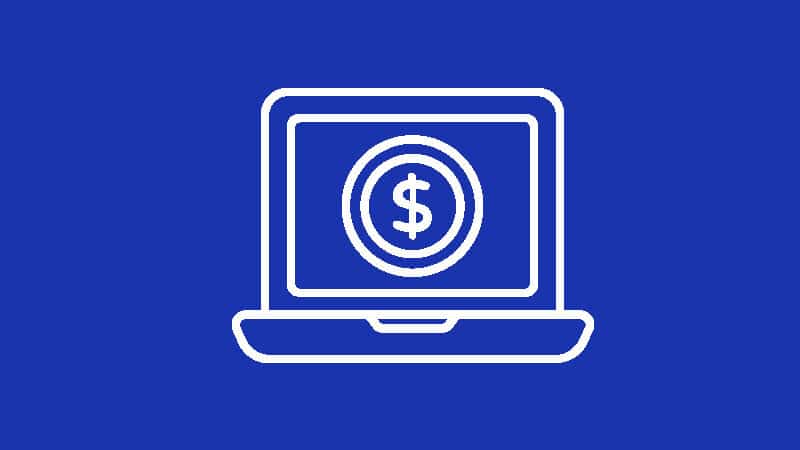 Vector graphic of a laptop with a dollar sign on the screen_focus areas