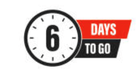 Countdown timer icon with the number six highlighted in the middle and days to go text listed on the side.